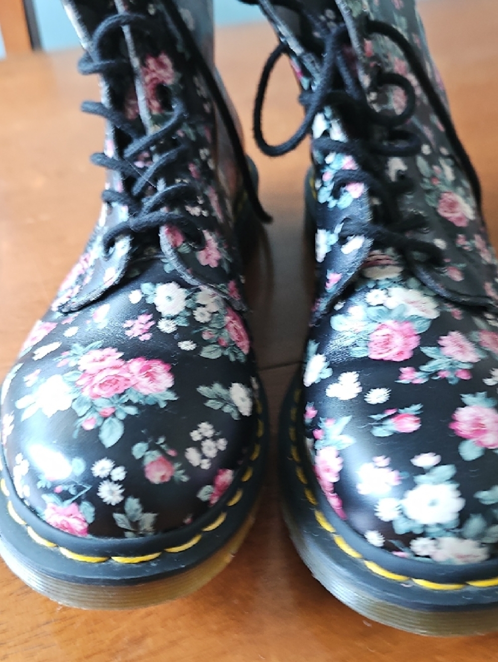 Dr. Martens Black Floral Lace-Up Ankle Booties - Picture 5 of 5